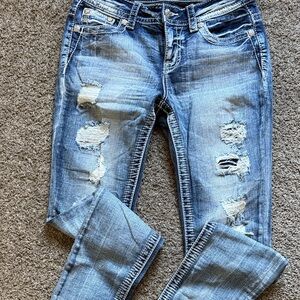 Miss Me Light Blue Distressed Skinny Leg Jeans